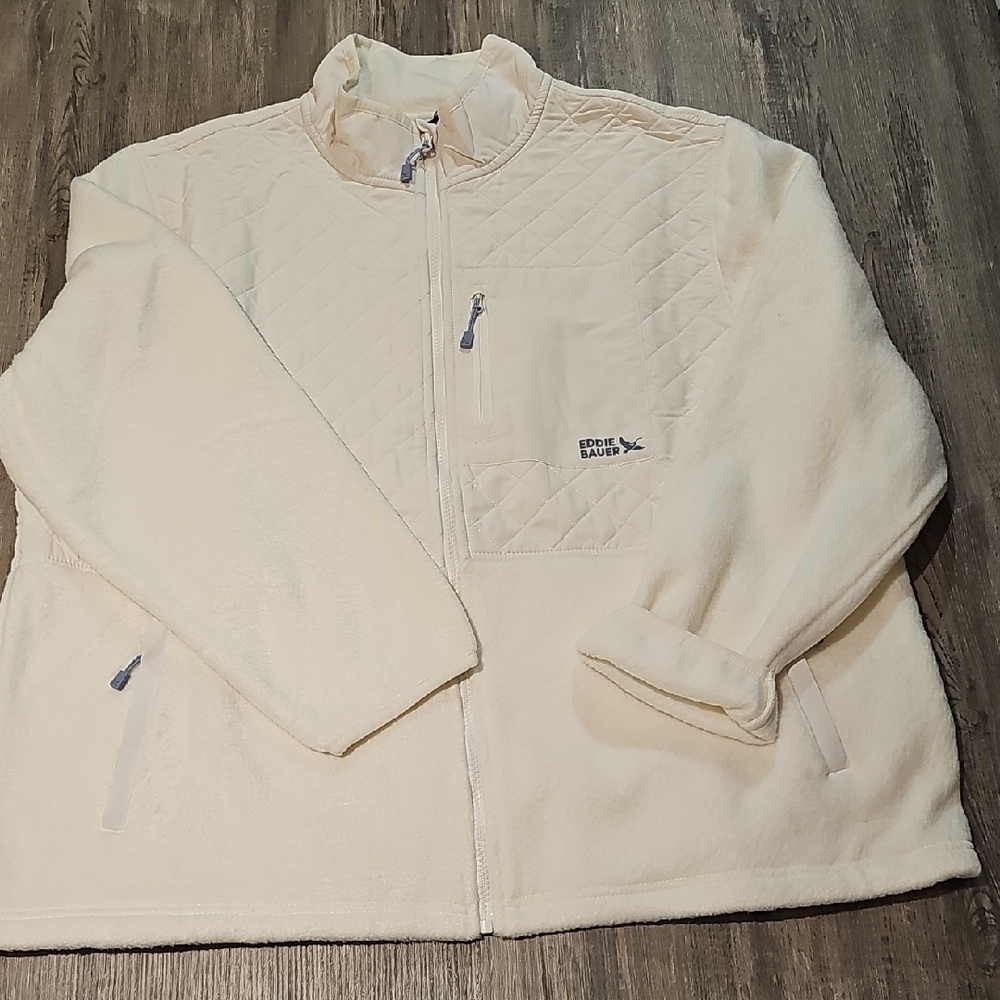 Eddie Bauer Cream Quilted Fleece Jacket